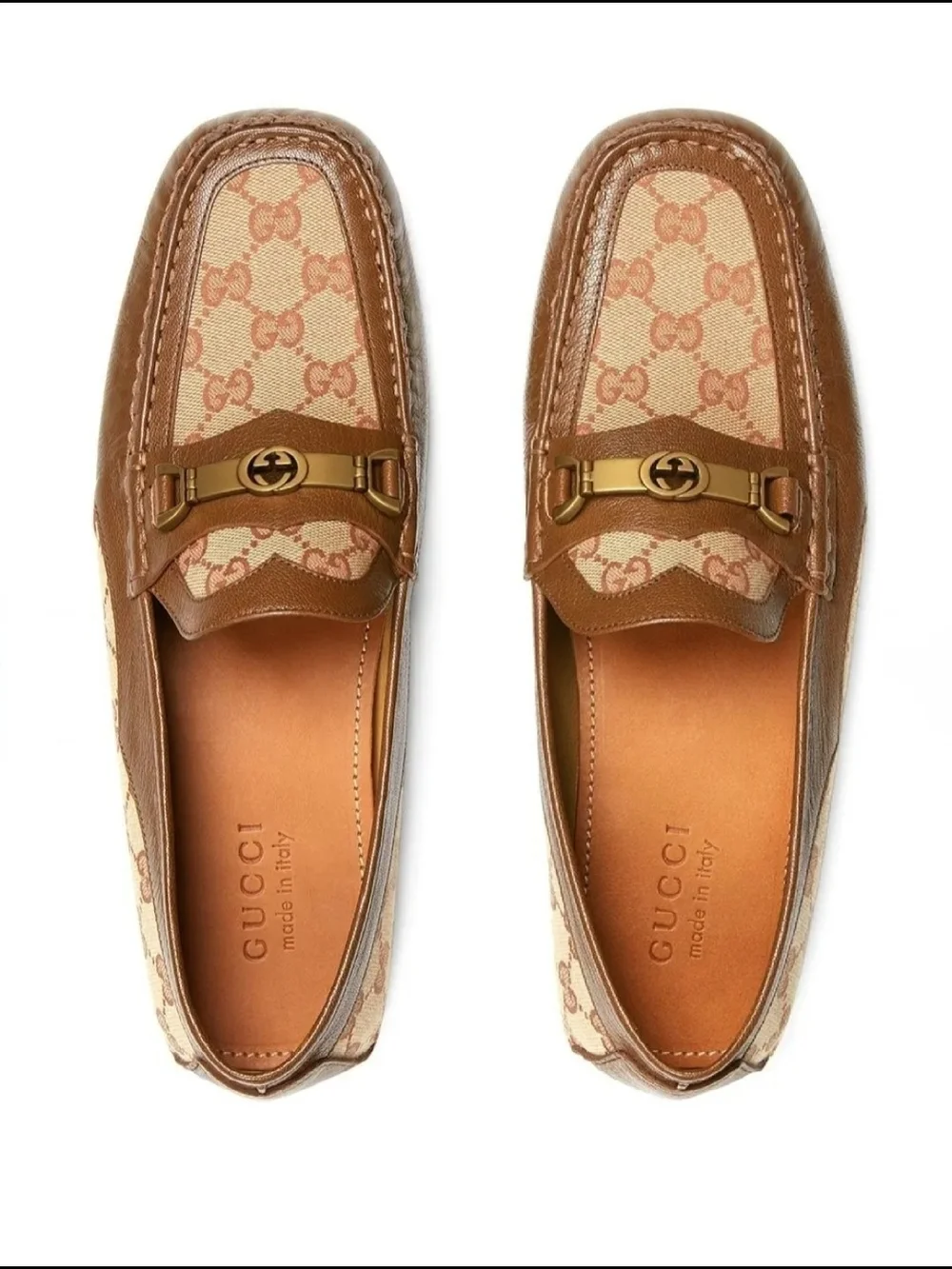 Gucci GG Canvas Leather Horsebit Loafers, 11